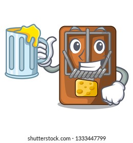 With juice mousetrap isolated with in the cartoon