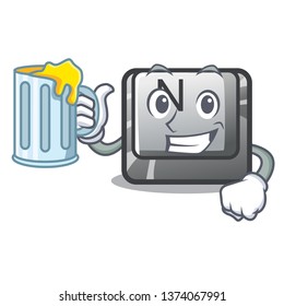 With juice N button attached to mascot keyboard