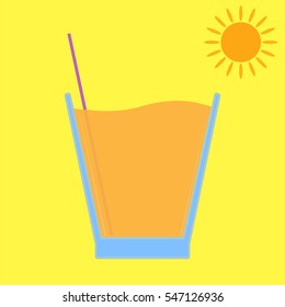 juice on a yellow background of the sun