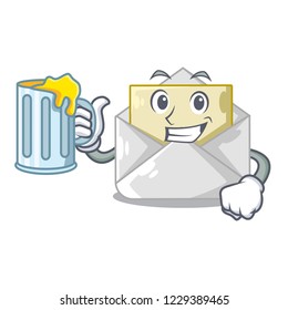 With juice open envelope on cartoon shape blank