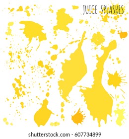 Juice orange and apple splashes, watercolor, sketch vector illustration