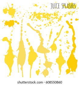 Juice orange and apple splashes, watercolor, sketch vector illustration