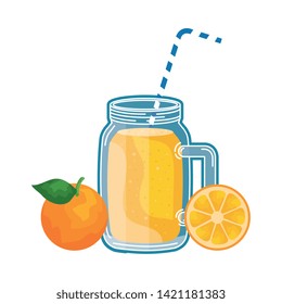 juice orange fruit beverage jar with straw