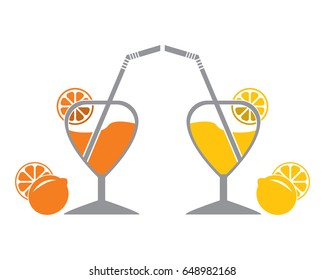 Juice Orange And Juice Lemon With Background
