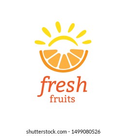 Juice orange logo design concept. Fruit and juice icon theme. Unique symbol of organic and healthy food.