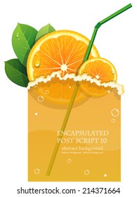 Juice with orange slice, leaves and  straw