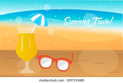 Juice Orange with Sunglasses Special Happy Summer Time Travel