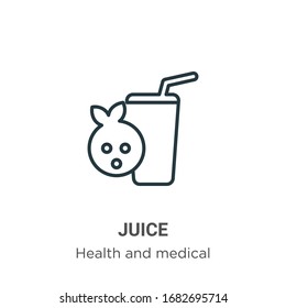 Juice outline vector icon. Thin line black juice icon, flat vector simple element illustration from editable health concept isolated stroke on white background