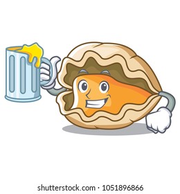 With juice oyster mascot cartoon style