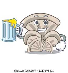 With juice oyster mushroom mascot cartoon