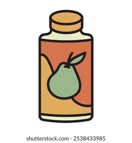 Juice Pack Doodle Illustration - Apple