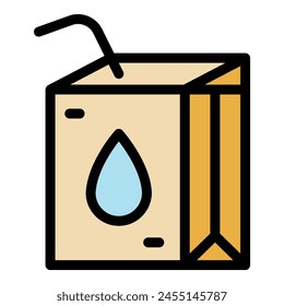 Juice pack icon outline vector. Snack food. Bag packet color flat