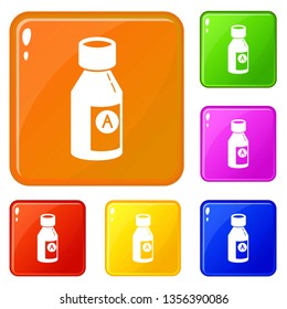 Juice pack icons set collection vector 6 color isolated on white background