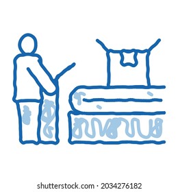 Saft verpackt Förderband Sketch Symbol Vektorgrafik. Handgezeichnetes blaues doodle line Art Saft Verpackungsförderzeichen. einzelne Symbolillustration