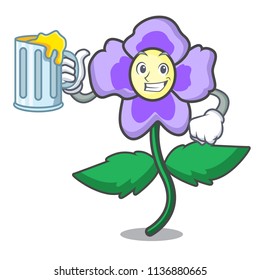 With juice pansy flower mascot cartoon