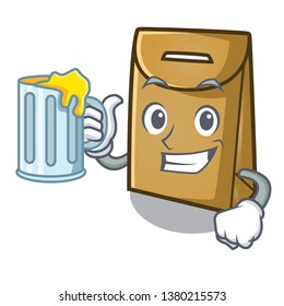 With juice paper bag in the cartoon shape