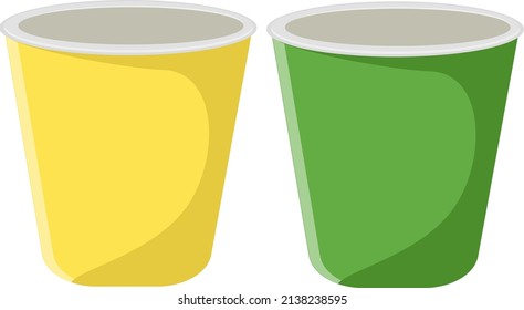 Juice paper cups, illustration, vector on a white background.