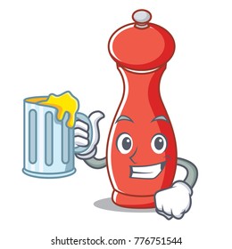 With juice pepper mill character cartoon