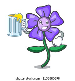 With juice periwinkle flower mascot cartoon