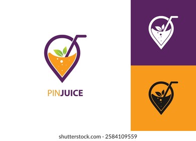 Juice Pin  logo Design, Logo Design graphic Conception, logo icon template graphic art, vector illustration design.