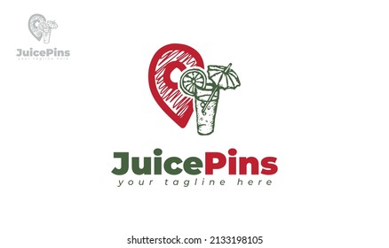 Juice pin logo design. vector
