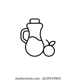 Juice Pitcher And Fruit Representing Fresh Ingredients In Minimalist Style