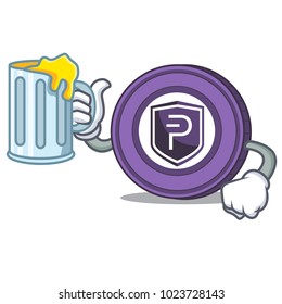 With juice Pivx coin mascot cartoon