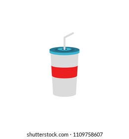 juice in a plastic cup flat icon. Element of beach holidays colored icon for mobile concept and web apps. Detailed juice in a plastic cup flat icon can be used for web and mobile on white background