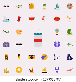 juice in a plastic cup flat icon. colored Summer icons universal set for web and mobile