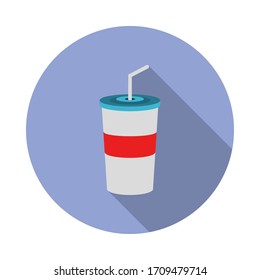 juice in a plastic cup flat long shadow icon. Simple color vector of summer icons for ui and ux, website or mobile application