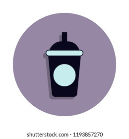 juice in a plastic cup icon in badge style. One of web collection icon can be used for UI, UX