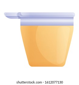 Juice plastic cup icon. Cartoon of juice plastic cup vector icon for web design isolated on white background