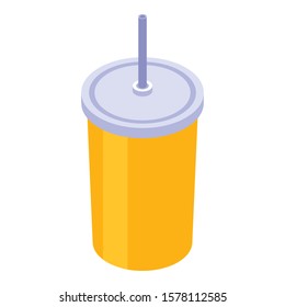 Juice plastic cup icon. Isometric of juice plastic cup vector icon for web design isolated on white background