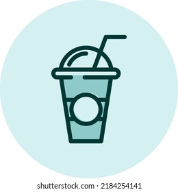 Juice in plastic cup, illustration, vector on a white background.