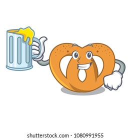 With juice pretzel mascot cartoon style