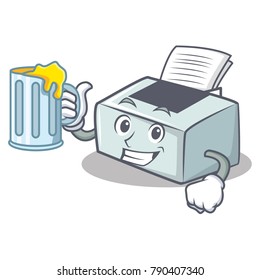 With juice printer mascot cartoon style