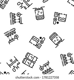 Juice Production Plant Seamless Pattern Vector Thin Line. Illustrations