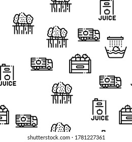 Juice Production Plant Seamless Pattern Vector Thin Line. Illustrations