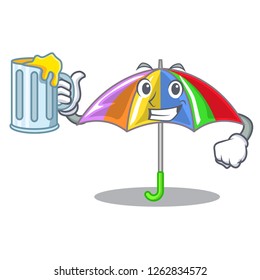 With juice rainbow umbrella in chracter that fun