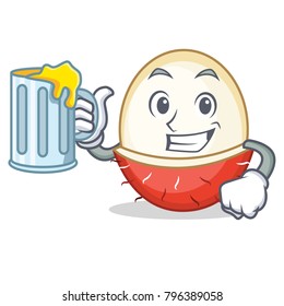 With juice rambutan mascot cartoon style