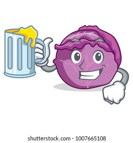 With juice red cabbage mascot cartoon