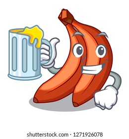 With juice red cartoon bananas ready to eat