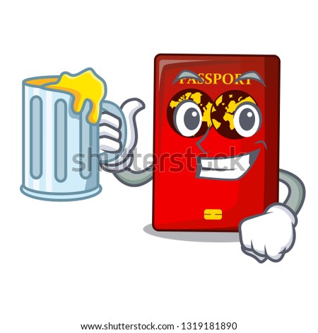 With juice red passport on the mascot table
