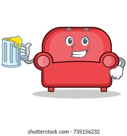 With juice red sofa character cartoon