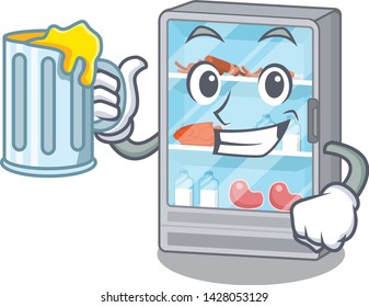 With juice refrigerator in the a cartoon shape