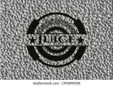 Emblema negro de estilo retro jugo con fondo de burbujas grises. Ilustración vectorial. Detallado. 