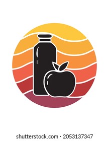 Juice Retro Sunset Design template. Vector design template for logo, badges, t-shirt, POD and book cover. Isolated white background.