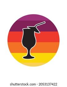 Juice Retro Sunset Design Vorlage. Vektordesign-Vorlage für Logo, Badges, T-Shirt, POD und Buchumschlag. Einziger weißer Hintergrund.