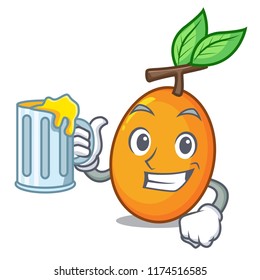 With juice ripe yellow plums on the tree cartoon