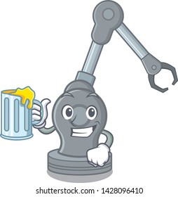 With juice robotic arm machine in the mascot